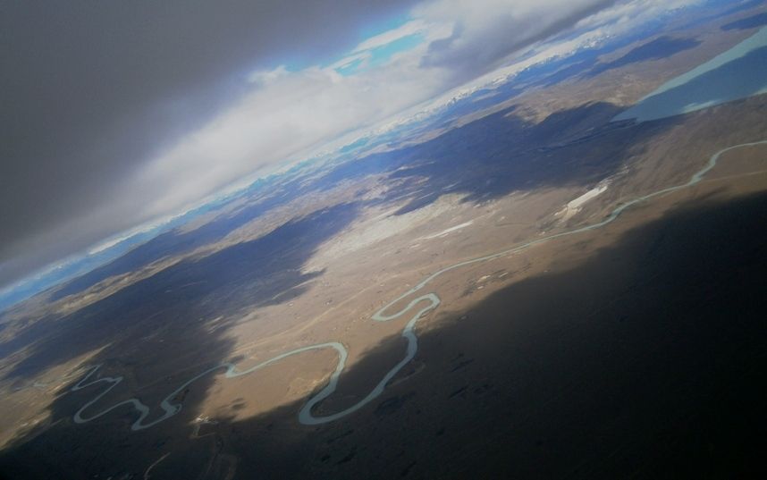 Argentina - river Santa Cruz seen from the plane (Los Glaciares National Park)